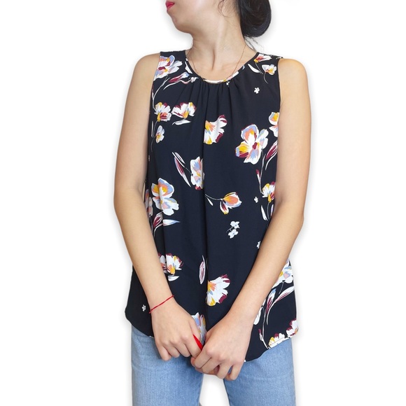 Nordstrom Halogen Floral Print Crewneck Sleeveless Blouse Size S - Picture 10 of 16